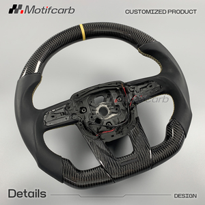 Amélioration de l'intérieur de la voiture pour Lamborghini Urus 2019-2025, volant personnalisé en fibre de carbone avec poignées en cuir noir - Product Image 3
