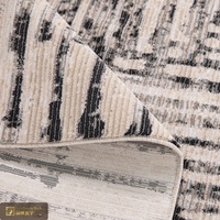 Tapis turc haut de gamme LandScopeTech, moderne, abstrait, gris et noir, tissé Wilton, motif crête de montagne 3D, tapis à poils ras en coton
