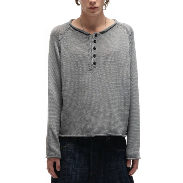 Wholesale Casual 100% Cotton Retro Henley Neck Knit Pullover Men's Long Sleeve Button Up Pullover Top Sweater