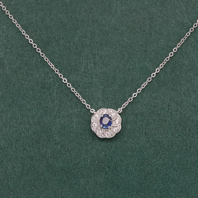 Collana di gioielli di moda con collana di vera gemma naturale personalizzata lunga collana di zaffiri in argento 925 da donna