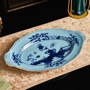 Service de table en céramique craquelée bleu et blanc de style italien oriental, vaisselle en porcelaine rétro à motifs floraux pour cadeau de mariage - Product Image 3