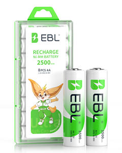 EBL OEM Vente en gros de piles rechargeables Ni-Mh EBL 1,2 V AA 2500 mAh haute performance, longue durée de vie, lot de 8 avec boîte à piles - Product Image 1