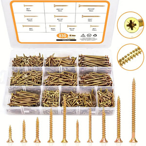 Interior Wood Screws Assortment Kit 830pcs Imperial Size Carbon Steel Grade A - Product Image 2