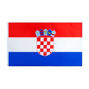 Özel ucuz futbol Fan spor desteği 90*150cm Polyester serigraf baskı hırvatistan bayrağı ürün promosyon