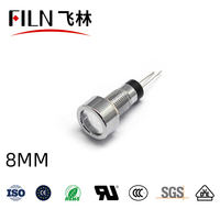 Clignotants LED pour moto FILN FL1M-8SJ-4 8mm, 3V-24V, IP67, métal, rouge, bleu, blanc, vert, à brancher, CE TUV