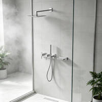 Ensemble de robinetterie de douche murale dissimulée de luxe, finition polie, moderne, système de douche pluie gain de place avec contrôle indépendant du débit d'eau
