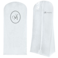 Sac de rangement pliable pour robe de mariée orange avec fermeture éclair, sac de rangement pour costume avec texte noir simple et logo personnalisé