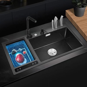2024 nuovo prodotto di alta qualità tecnologia ultrasonica nera lavello da <span class=keywords><strong>cucina</strong></span> 304 acciaio inossidabile intelligente lavello da <span class=keywords><strong>cucina</strong></span> - Product Image 3