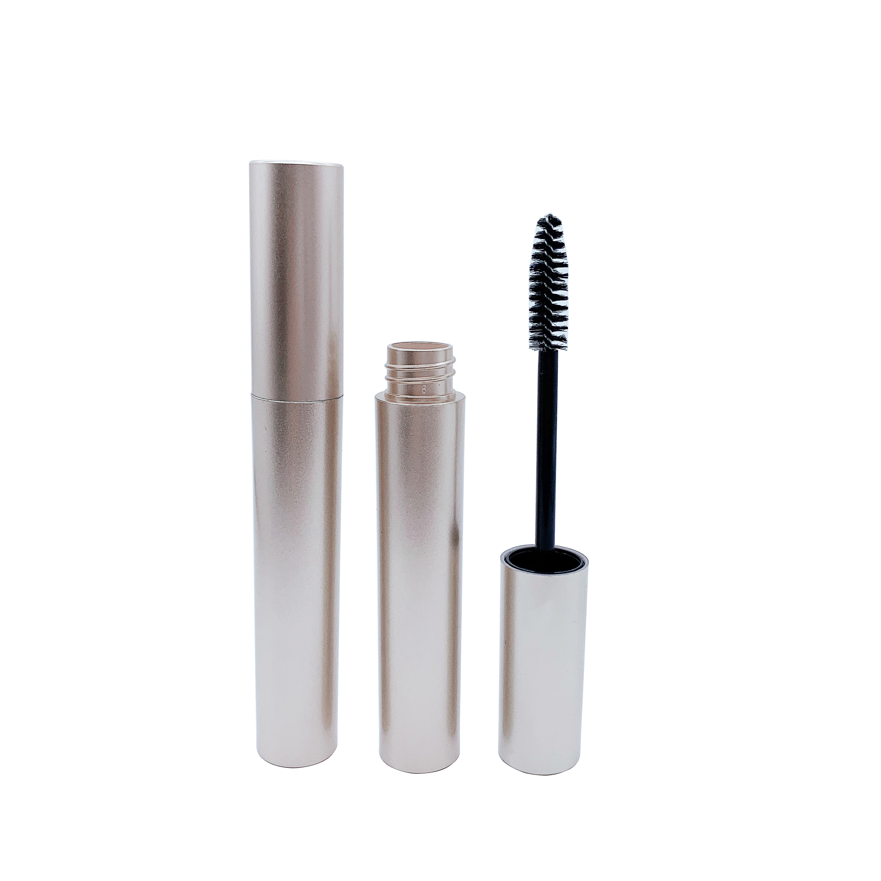 Оптовая продажа, индивидуальная пластиковая косметическая упаковка, круглый золотой, серебряный тубус для туши для ресниц, пустой контейнер