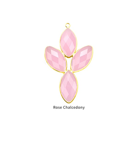 ขั้วต่อชุบทอง18K แบบ DIY 43X22มม. เครื่องรางอัญมณีธรรมชาติสีขาวฟ้าชมพูเขียวเงินรูปทรงดอกไม้ทำเครื่องประดับ - Product Image 1