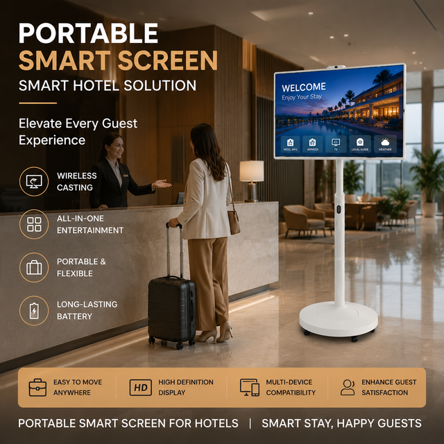 32 Inch Portable TV Android Touch Screen Display Portable Tv with Battery LED Backlight Display for Hotel Room Commercial Use