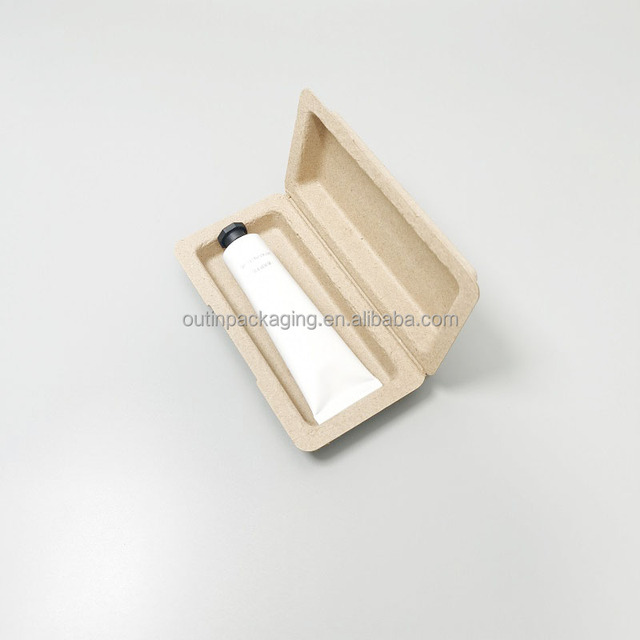 Eco-Friendly Custom Recycled Virgin Pulp Molded Paper Pulp Cosmetic Packaging Box Biodegradable Clamshell Design