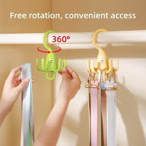Space Saving Banana Five Rotated Hanger Hooks <b>Wardrobe</b> Clothes Rack Organizer Bag Belt Scarf <b>Hanging</b> Rack Closet Hanger - Product Image 5