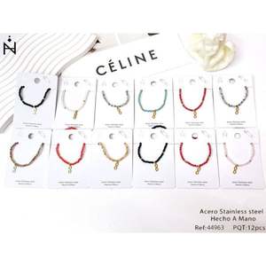 Pulsera Elástica de Cristal con Figura del Número Ocho, Pulsera de Moda de 3 cm, Pulseras con Dijes de Acero Inoxidable Hechas a Mano - Product Image 1