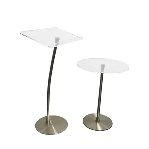 Pulpit acrílico de design simples preto e transparente, conjunto de mesa com suporte de aço, visor acrílico