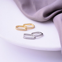Pendientes de Aro Geométricos en Forma de U de Plata de Ley 925 con Diamantes de Alta Gama para Mujer, Lujo Ligero y Moda Personalizada