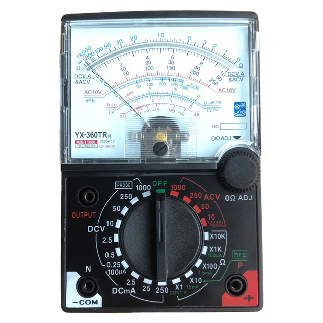 Dual Fused Anti-Burning Analog Multimeter Multi Tester Accurately Measures Voltage Current Amp Resistance Capacitance HFE DB