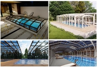 Couverture de piscine pliante en PC au design moderne pour piscines extérieures avec moulage de toit triangulaire