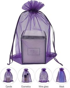 Sacs en organza personnalisés OEM/ODM avec logo, en vrac, à cordon, en maille, pour bijoux, en tissu transparent, pour emballage cadeau, mariage, fête, personnalisation en usine - Product Image 5