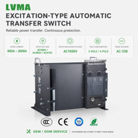 Commutateur de transfert automatique triphasé à double alimentation LVMA PC pour générateur et réseau électrique 800A-2000A IP65
