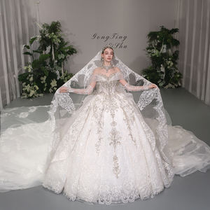 GT146 Modern Sweetheart Off-Shoulder Beaded <b>Sequined</b> Floor-Length Chapel Train <b>Backless</b> Wedding Dress 100% Polyester Luxury Sexy - Product Image 4