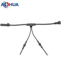 Conector de Cable Tipo T Impermeable IP68 de 3 Pines AOHUA M12, 5A 300V, Divisor de Energía Macho-Hembra para Letreros LED, Túneles y Exteriores