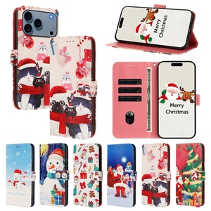 Merry Xmas <span class=keywords><strong>Santa</strong></span> Claus Wallet Funda de cuero para Iphone 17 Air 16E 16 Pro Max 15 14 Plus 13 Mini Christmas Tree Gift Flip Cover - Product Image 3