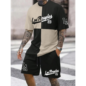 T-Shirt <b>Set</b> Oversized Hip-hop Streetwear Distressed Vintage Washed Cotton Tee Short Sleeve <b>Sets</b> Men's T-Shirts - Product Image 2