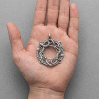 Pendentif cercle nœud celtique viking vintage, breloque ronde en argent antique à cadre ouvert, bijoux en métal nordique rétro pour hommes et femmes