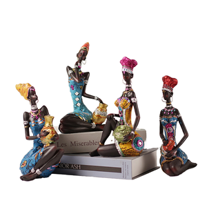 Creative European-Style Handmade Eco-friendly Alien Character Sculpture African Black <b>Ornaments</b> Resin Crafts Christmas Halloween - Product Image 1