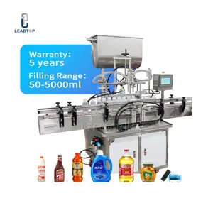 Fully Automatic 6 Heads Piston Pump Bleach Soap Shampoo Linear Liquid Filling Machine