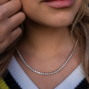 Collar de Cadena de Diamantes Naturales de Corte Brillante de Primera Calidad, Chapado en Oro Rosa de 14k, Diseño de Joyería Fina Elegante Unisex Estilo Hip Hop - Product Image 1