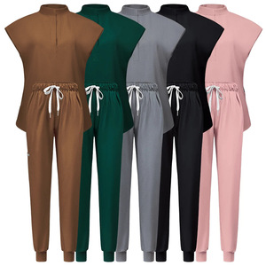 Trajes de fregado personalizados para mujer, tops con cuello levantado, uniformes de enfermera médica para correr, conjunto de uniformes de Hospital Dental para spa de belleza, conjuntos de uniformes médicos - Product Image 2