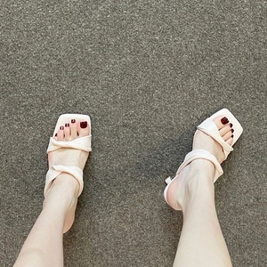 French-Style Women's Ultra High Heel Chunky Heel Anti-Slip Summer Outdoor Sandals Crystal Slippers Wide Size Comfort - Product Image 5