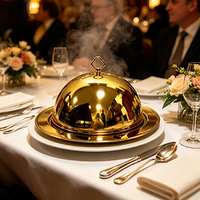 Chauffe-Plat Commercial FLEY en Acier Inoxydable avec Couvercle Haut pour Buffet, Plat de Service pour Repas Occidentaux, Idéal Mariages et Banquets
