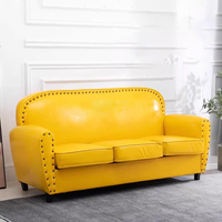 Canapé 3 places de luxe américain Vintage Black Chesterfield en cuir véritable Canapé tufté Design pour hôtel Lobby Bar Apartment Living