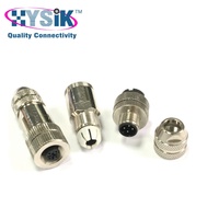 Conector de cable M12 blindado de 4 pines, totalmente metálico, con codificación D, conectores de montaje para sensor y actuador