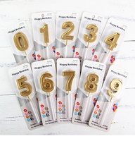 Bougies numérotées personnalisées en or pour gâteau d'anniversaire 0-9, écologiques, sans fumée, en cire de paraffine, pour Pâques et Nouvel An