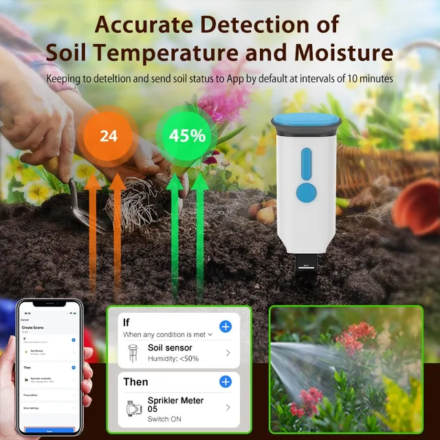Neo Smart Indoor Irrigation Device Modern Plastic WiFi Temperature & Humidity Sensor Smart Soil Detector for Potted Plants