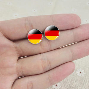 फैशन फ्लैग ईयररिंग्स संग्रह. ग्लास कैबोचोन गुंबद के साथ टिकाऊ मिश्र धातु स्टड के साथ टिकाऊ मिश्र धातु स्टड - Product Image 5