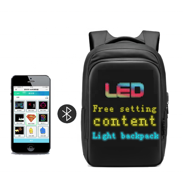 New Waterproof LED Backpack Bluetooth Connection Custom Lightweight Advertising Design Outdoor Use Zipper Closure Polyester