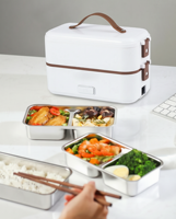 Boîte à lunch électrique sans eau personnalisée en usine, en acier inoxydable 304, simple ou double couche, chauffe-plat silencieux, boîte bento portable
