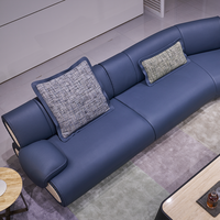Ensemble de canapés de salon de luxe moderne en forme de I, canapé modulaire en cuir véritable, meubles en cuir véritable