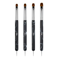 4 pinceaux pour nail art, fines rayures, accessoires de manucure DIY, style français, manche en acrylique, double tête, stylo pour photothérapie des ongles