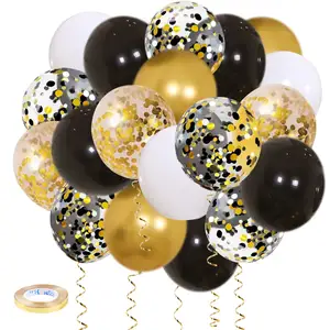 Latex Ballonnen Zwart Goud Confetti Ballonnen Afstuderen Verjaardag Huwelijksfeest Decoraties Groothandel