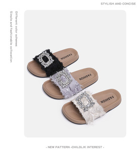 Ciabatte estive per bambine, nuove con strass, scarpe da principessa per bambini, ciabatte a fascia singola con suola spessa, scarpe da spiaggia per bambine. - Product Image 3