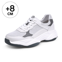Baskets de sport pour hommes en cuir de vachette de haute qualité, rehaussantes invisibles de 8 cm, pour la vente en gros