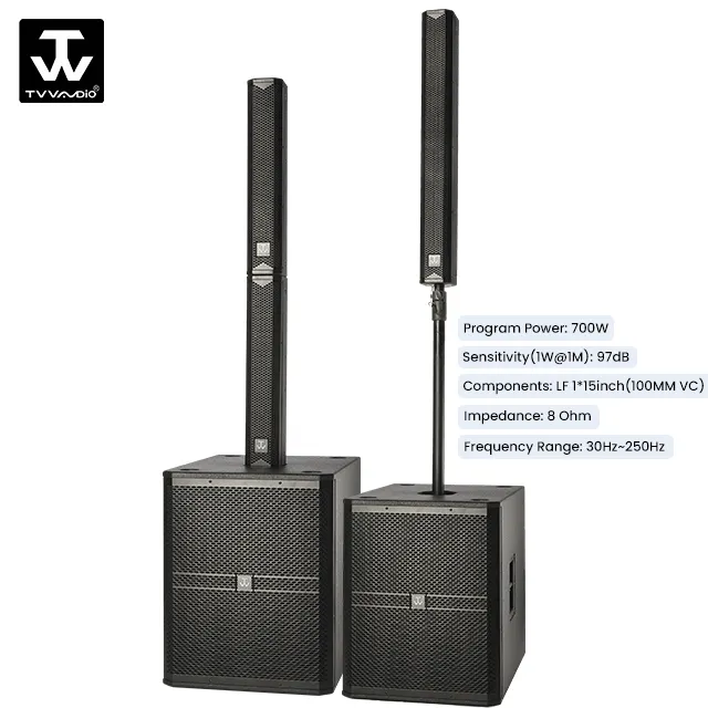 Caisson de basses extérieur actif professionnel 700/1400W système de haut-parleurs de réseau de ligne de mini colonne portable de 15 à 18 pouces