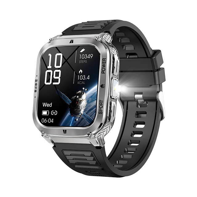 NX30 GPS Outdoor Smart Watch 1.83'' HD Screen with 3ATM Waterproof LED Flashlight Sports Style Smartwatch for Men with Compass