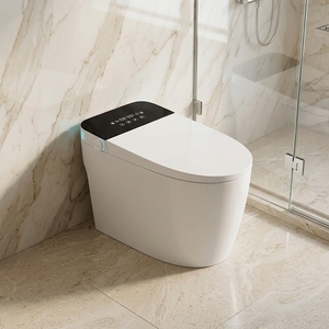 <span class=keywords><strong>WC</strong></span> intelligent moderne 2026 avec panneau d'affichage numérique noir, télécommande, siège de bidet chauffant allongé, chasse d'eau automatique, sans réservoir - Product Image 1